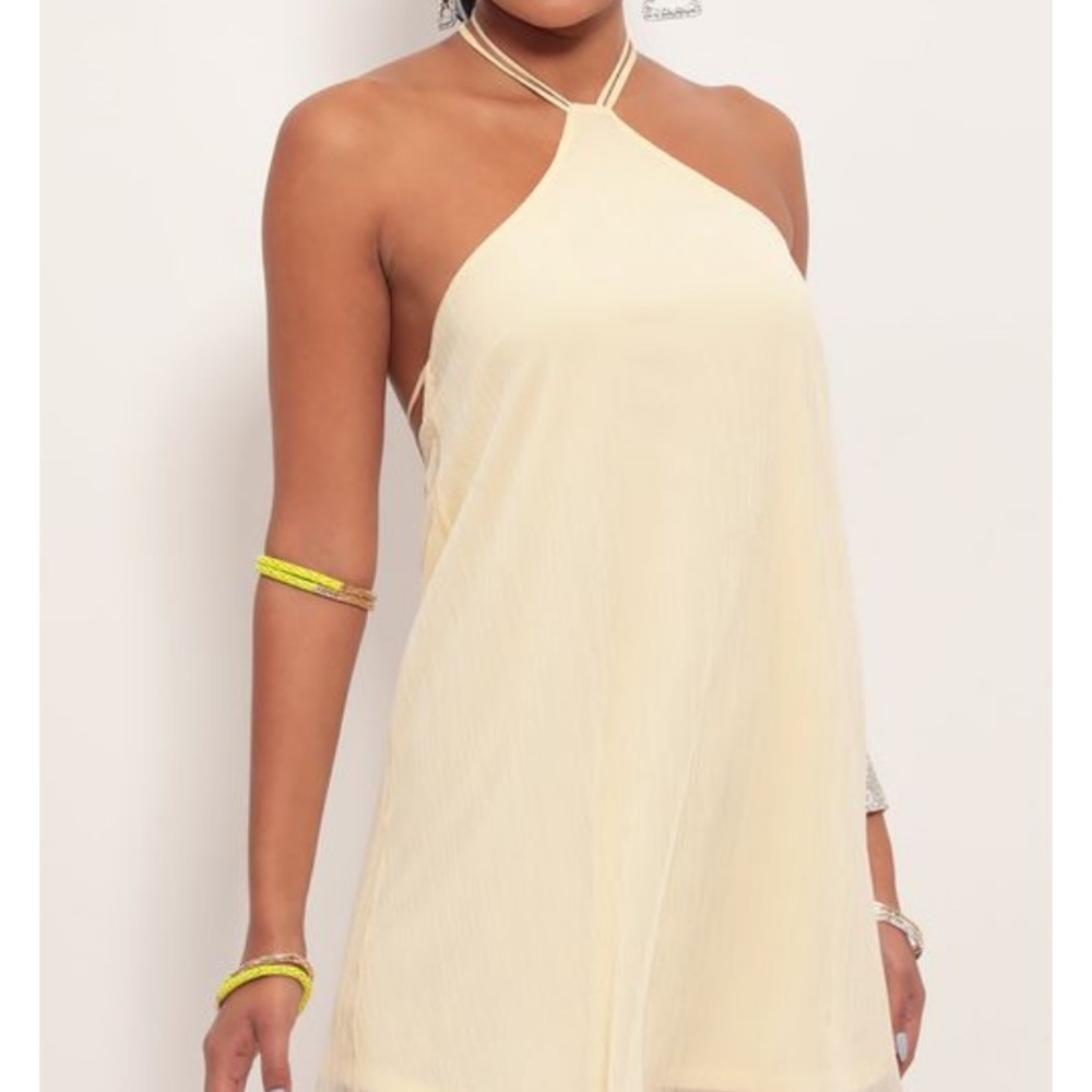 Maya Halter Chiffon Dress in Light Yellow